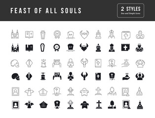 Vector Simple Icons of Feast of All Souls