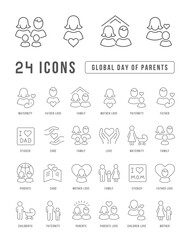 Vector Line Icons of Global Day of Parents