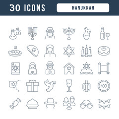 Vector Line Icons of Hanukkah