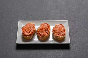 Typical Mediterranean meat spread prepared with pork and paprika.