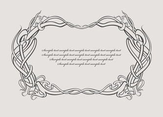 Vintage artistic frame made of ribbons. Graphic element for design of book or greeting card.