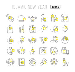 Vector Line Icons of Islamic New Year