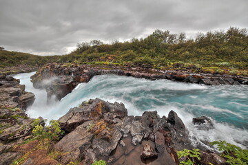waterfall in the mountains