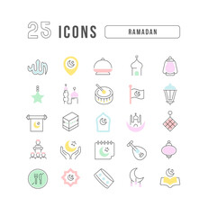 Vector Line Icons of Ramadan