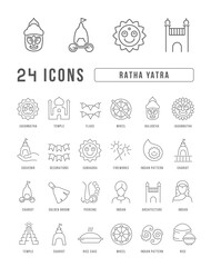 Vector Line Icons of Ratha Yatra