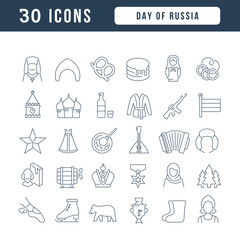 Fototapeta premium Vector Line Icons of Day of Russia