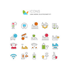Set Vector Line Icons of Smart City
