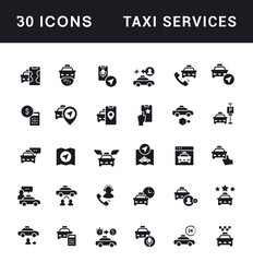 Set of Simple Icons of Taxi Services