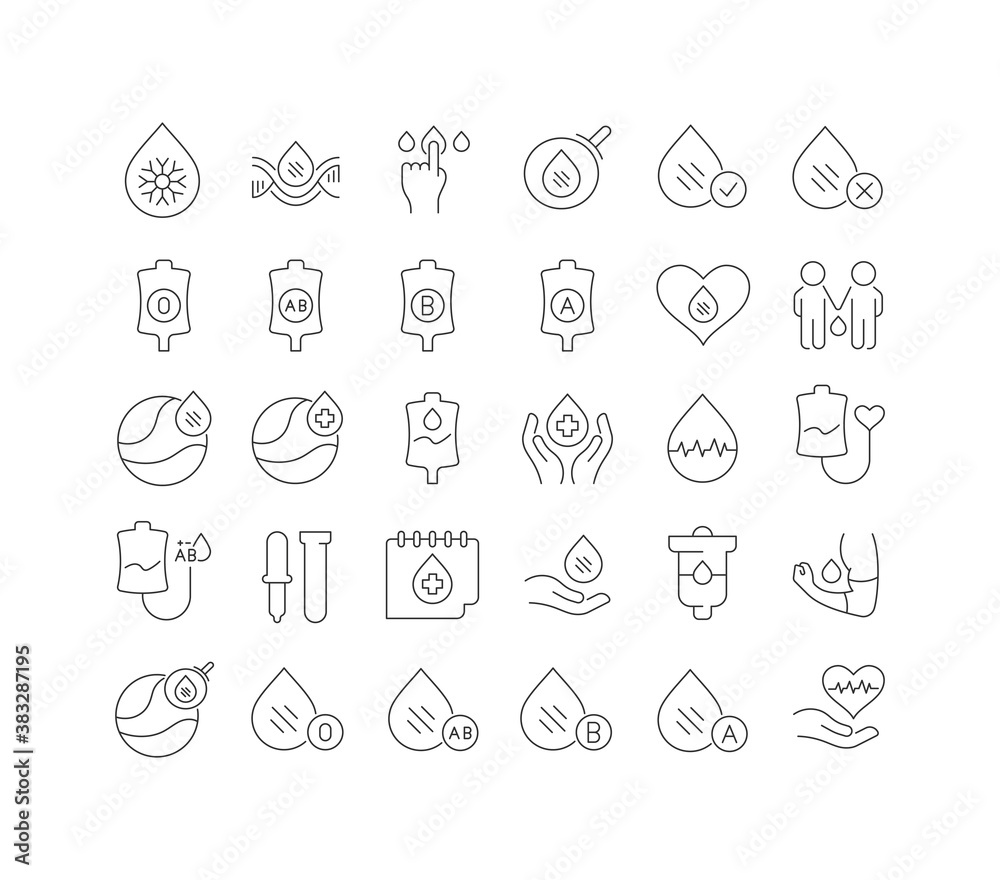 Poster vector line icons of world blood donor day