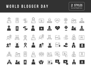 Vector Simple Icons of World Blogger Day