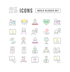 Vector Line Icons of World Blogger Day