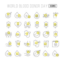 Fototapeta premium Vector Line Icons of World Blood Donor Day