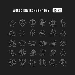 Vector Simple Icons of World Environment Day