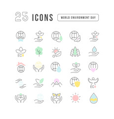 Vector Simple Icons of World Environment Day
