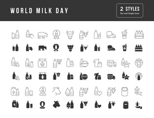 Vector Simple Icons of World Milk Day