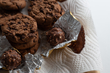 Breakfast with biscuits and chocolate.
