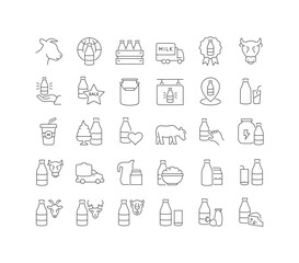Vector Line Icons of World Milk Day