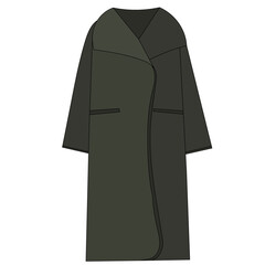 vector, isolated, women's winter coat, green