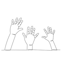 isolated, one line drawing of palm, hands