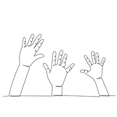 Fototapeta premium isolated, one line drawing of palm, hands