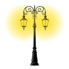 Obraz premium Illustration of an illuminated street lamp / Isolated
