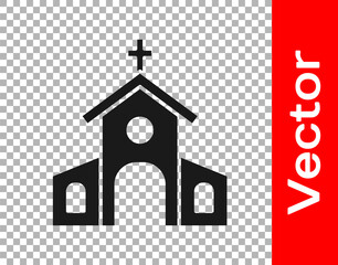 Black Church building icon isolated on transparent background. Christian Church. Religion of church. Vector.