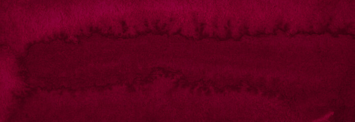 Intense burgundy color of hand-painted watercolor stains. Dark red abstract background with natural texture.