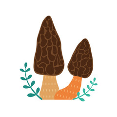 Forest Mushroom Morels Icon in Cartoon Style