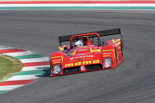 MUGELLO, IT, OCTOBER 2017: Unkmown drive historic Ferrari 333SP at the Mugello Circuit during Finali Mondiali Ferrari 2017. italy.