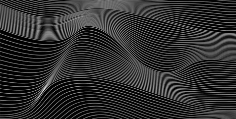 Abstract minimal vector background with wavy blend lines. Black backdrop for templates, presentations, banners