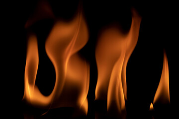 Fire flames on black background.