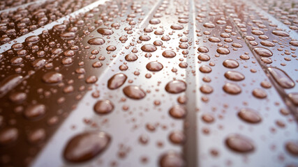 raindrops on the metal profile sheet