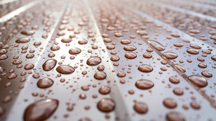 raindrops on the metal profile sheet