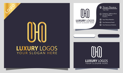 Gold Letter H Luxury Round logo design element illustrator, business card