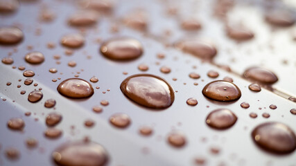 raindrops on the metal profile sheet