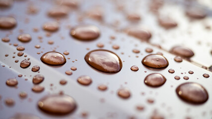 raindrops on the metal profile sheet