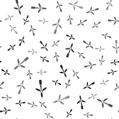 Black Wind turbine icon isolated seamless pattern on white background. Wind generator sign. Windmill for electric power production. Vector.