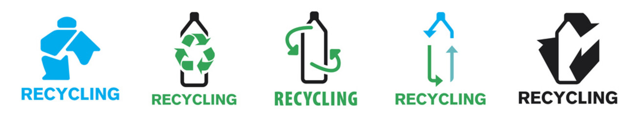 Vector logo for plastic and glass recycling