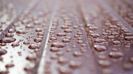 raindrops on the metal profile sheet