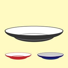 Soup plates icon set. Tree different isolated kind of images for any use. Flat, cartoon style for web design
