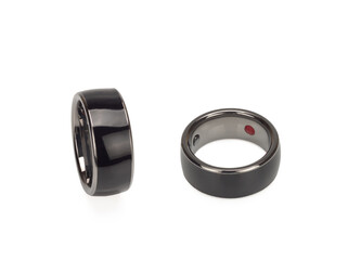 Modern electronic gadget-smart ring on white background