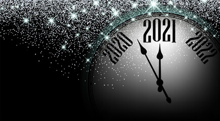 Obraz na płótnie Canvas Clock hands showing 2021 year.