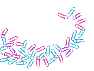 Stationary paperclips isolated on white background