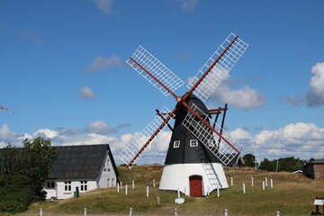 Fototapeta na wymiar The old windmill on Mando island in Southern Denmark