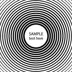 Black radial concentric stripes. Vector illustration. Trendy design element for frame, logo, tattoo, sign, symbol, web, prints, posters, template, pattern and abstract background