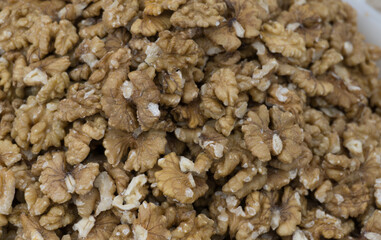 Fresh walnuts on sale at the farmers market
