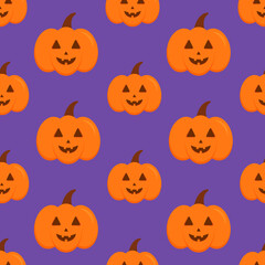 Halloween pattern with pumpkins. Vector illustration.