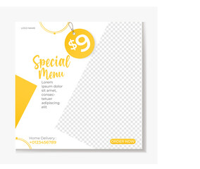 social media post template design. Editable minimal square banner. Suitable for social media post and web internet ads.