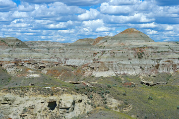 Strata visible in the Badlands of Dinosaur Provincial Park, Alberta 