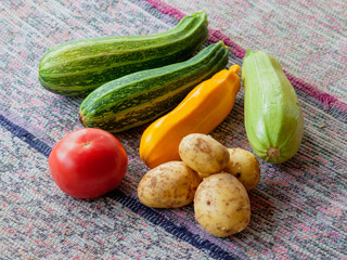 rural still life with a crop of vegetables